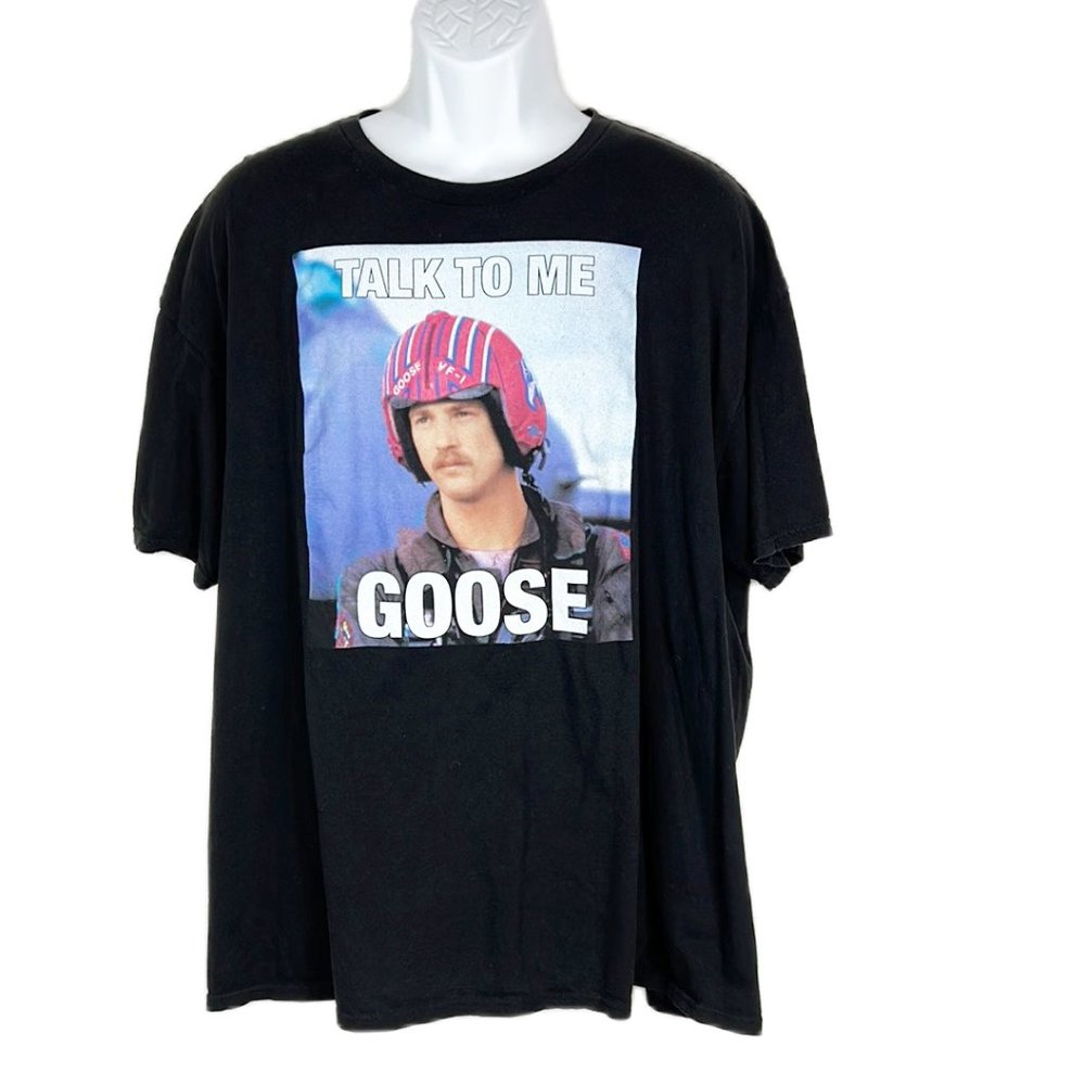 Top Gun Shirt Men 3XL Black Short Sleeve Graphic Talk To Me Goose Tee Casual